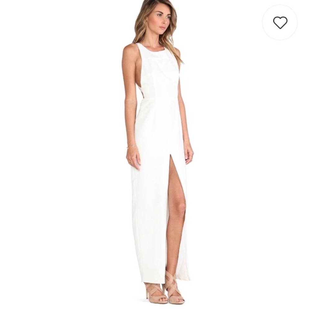 White Dress, Open Back with Slit in front